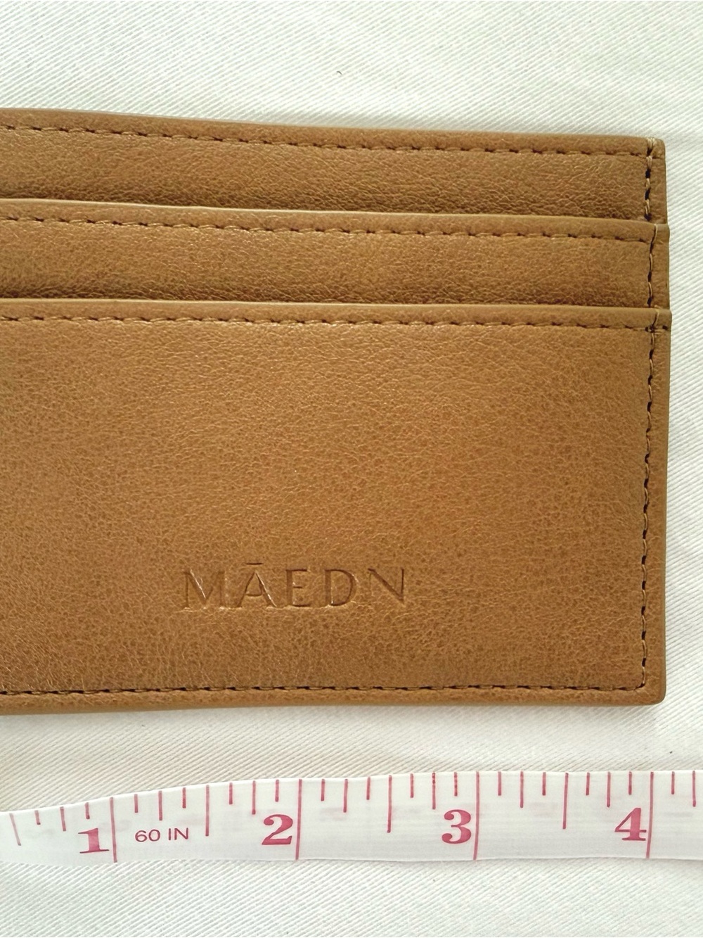 Maedn Slim Leather Card Wallet in Tan